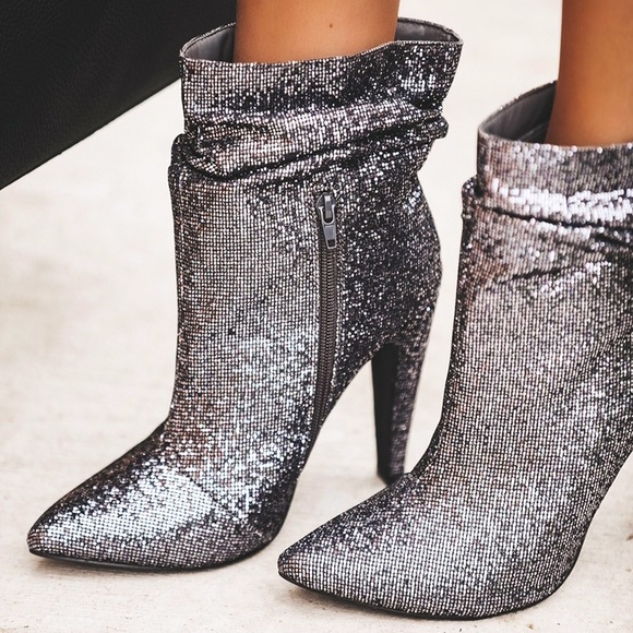 NIB Disco Sparkle Glitter Scrunch Heel Bootie - Picture 7 of 8
